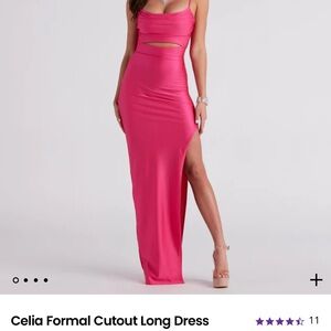 Windsor Celia Formal Cut Out Long Dress With Side Slit Hit Pink Size Small